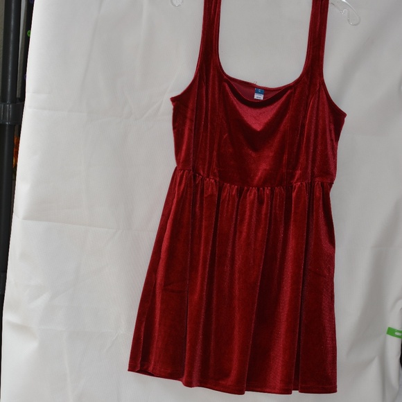 Old Navy Red Stretch Velvet Dress Sz X - Picture 1 of 9